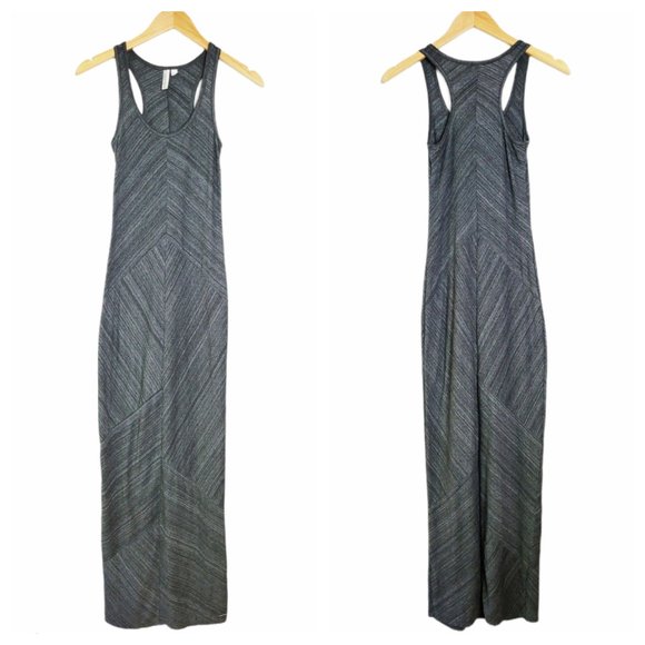 Hang Ten Gray Maxi Dress Charcoal Gray Fitted Racerback Tank Casual Maxi Dress - Picture 1 of 10